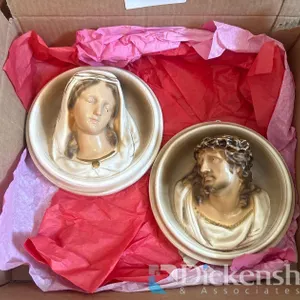 MARY AND JESUS CHALKWARE WALL ART, QTY (2)