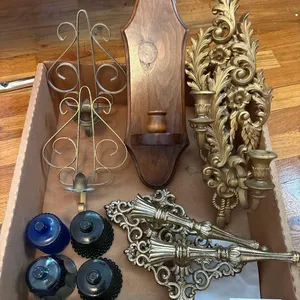 METAL & WOOD CANDLE SCONCES, QTY (7)