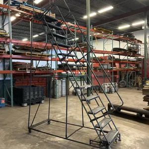 12-Step Industrial Rolling Safety Ladder, 10'