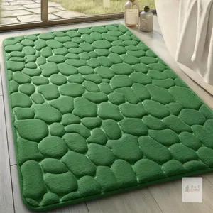 New YIHOUSE Memory Foam Bath Mat Cobblestone Bathroom Rugs Super Water Absorbent Bath Mats for Bathroom Machine Washable Bath Rugs (24 x 47 - Green)