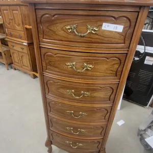 French Provincial Style Six-Drawer Lingerie Chest with Brass Bail Pulls 52 x 24 x 16"