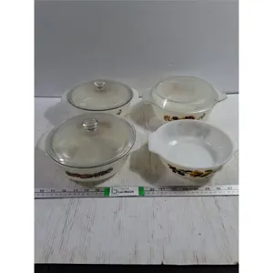 (4) Vintage Anchor-Hocking Casserole Dishes-one missing lid