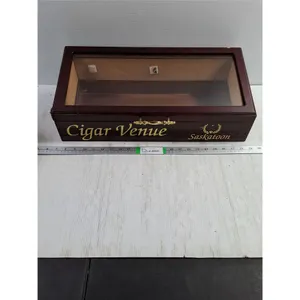 Wooden Cigar Humidor Featuring Custom Branding "Cigar Venue Saskatoon"-22"x10"x6"