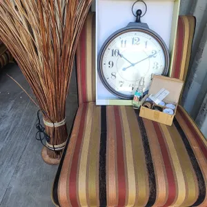 Striped Chair, Ergo Quartz Clock, Twig Light, Room Fresheners and Napkin Rings