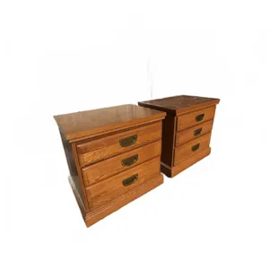 Oak Three-Drawer Nightstands