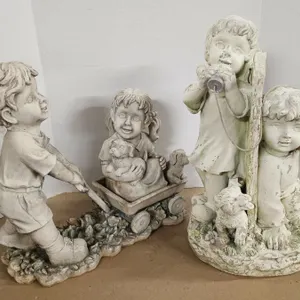 (2) Children Playing Garden Statue/Décor Items