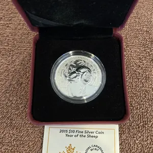 42 - RCM 2015 $10 fine silver coin - Year of the Sheep.  ½ oz. Fine silver.  Original box and COA