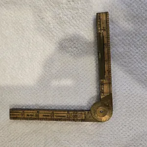 37 - Antique Rabone #1190 24" folding ruler/square.  Boxwood with brass fittings and brass level. Ve