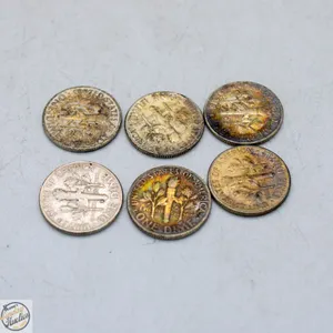 LOT OF 6 - USA 90% SILVER 10 CENTS