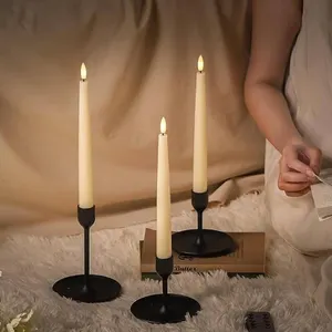 Stmarry Ivory Flameless Taper Candles with Remote and Timer, 9.65 Inch Real Wax LED Candlesticks, Ba