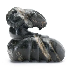 ARCHAIZED CARVED SERPENTINE RAM VESSEL