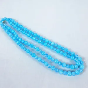 Vintage Aqua Blue Chalcedony Beaded Necklace -