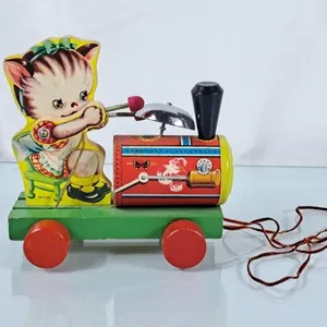 Adorable Vintage Kitten Pull Toy