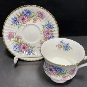Paragon Teacup & Saucer - Pink & Blue Cornflowers