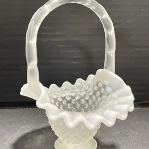 Fenton Hobnail Art Glass Basket