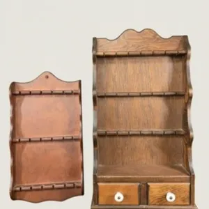 Two Vintage Wooden Souvenir Spoon Display Racks