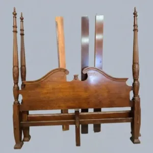 Vintage Carved Wood Four-Poster Bed Frame