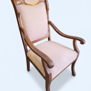 Vintage Carved Wood Pink Quilted Armchair