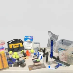 Assorted Hand Tools, Fasteners & DeWalt Bag