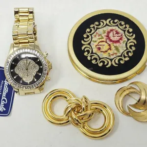 Gold Tone Compact & Jewellery Lot