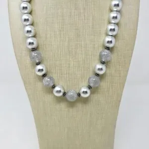 Silver Tone Bead 18"l Necklace
