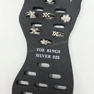 Silver Tone Toe Rings & Holder