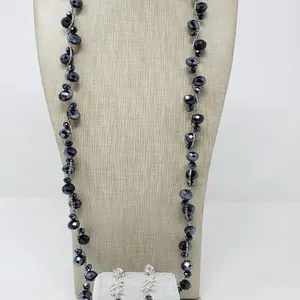 Black Faceted Beaded Necklace Lot
