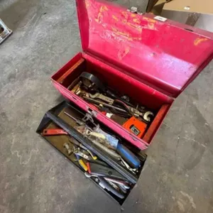 TOOL BOX 16"X7" W/ SOME TOOLS