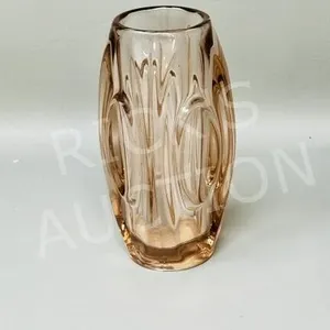 vintage pink art glass vase - 7" tall