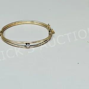 vintage rolled gold bracelet w/ clear stone