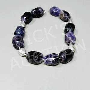 Amethyst bead necklace - 14" long