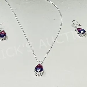 Bi-colored Tourmaline & silver pendant & chain