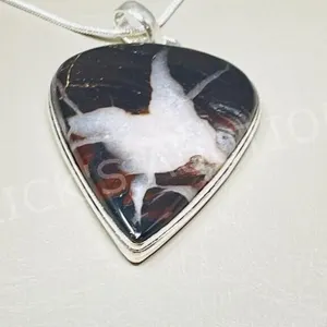 Septarian & silver pendant & chain