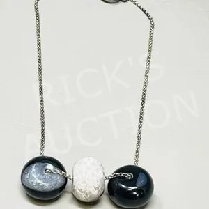 Agate bead necklace & 925 silver chain