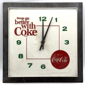 Vintage Coca-Cola Plastic Wall Clock 17” x 17”