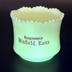 Antique Winfield, KS Uranium Custard Glass Cup