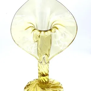 Yellow Jack in the Pulpit Art Glass Vase 10.25”