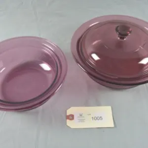 Corning Vision Cranberry 24oz & 1 qt baking dishes