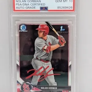 2018�Bowman�Chrome�Nolan�Gorman�1st�Auto�PSA�10
