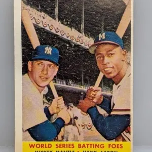 1958 Topps World Series Foes Mantle/Aaron Hof PL/S