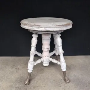 Vintage wood claw foot piano stool, painted