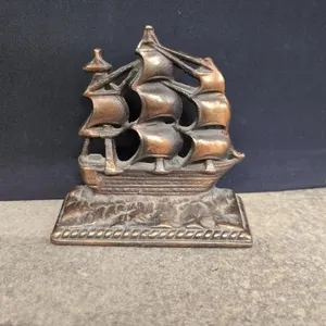 Vintage cast iron metal sail ship bookend/door