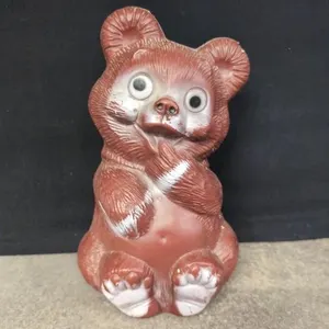 Vintage Brown Bear Blow Mold piggy bank, missing
