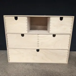 Mini wood storage drawers with landscape on the