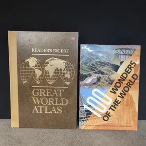 Two large vintage books about the world