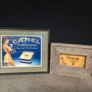 Framed vintage-style tobacco ad, framed vintage