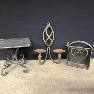 Cast iron metal key rack, candle holder, and table