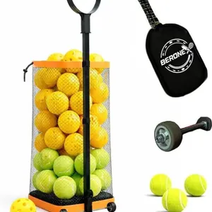 Rolling Tennis Ball Hopper & Picker Basket with Wh