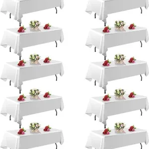 FINDYOU 10 Pack White Table Cloth Rectangle Table