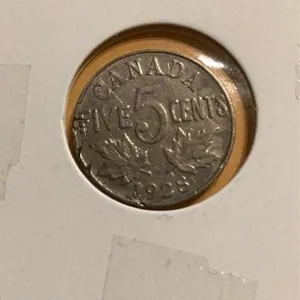 In 1928 Canada five cent coin